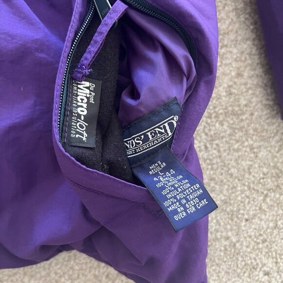 Vintage Lands End Reversible Quilted 90s Retro Puffer Jacket Large - Picture 5 of 8